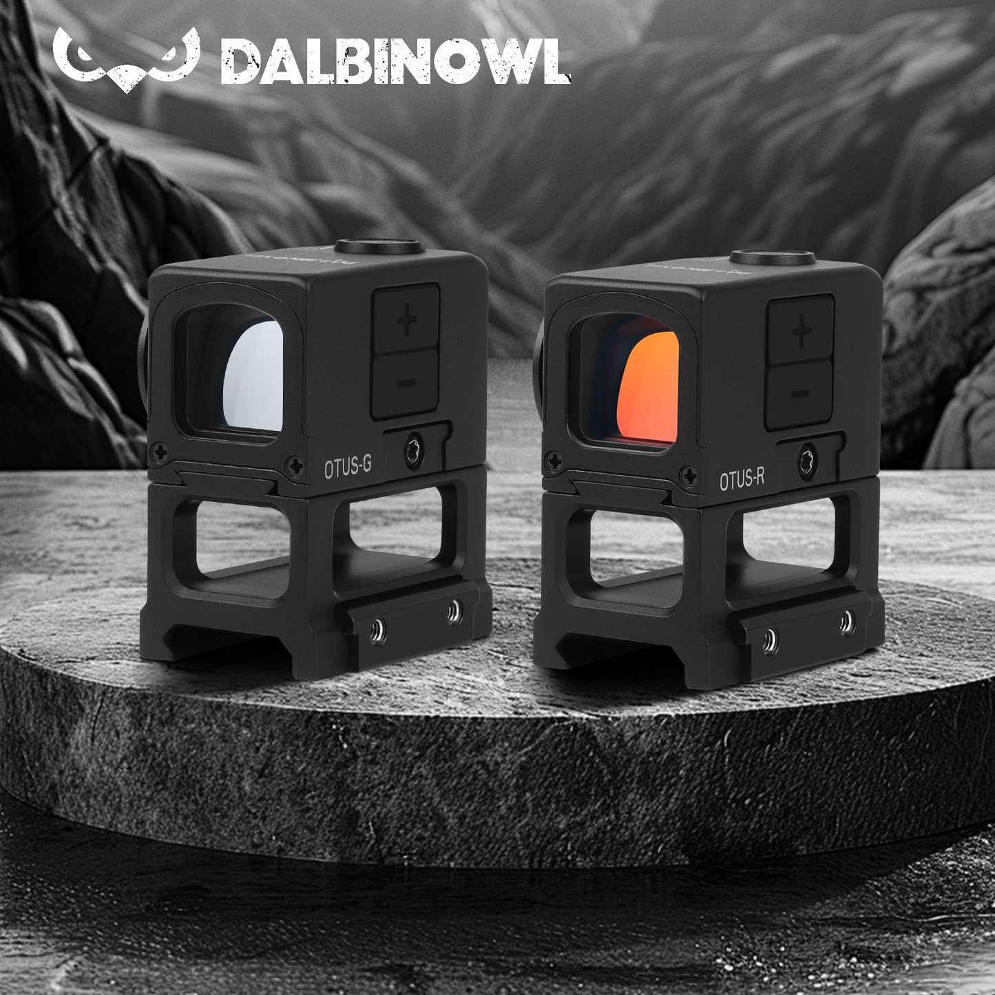 Dalbinowl OTUS - G Enclosed Green Dot Sights for ACRO Footprint - Motion Awake - 3 MOA Closed Emitter Reflex Sight - with Adapter Plates for RMR Footprint & Glock MOS & Picatinny Rails - Dalbinowl Optic