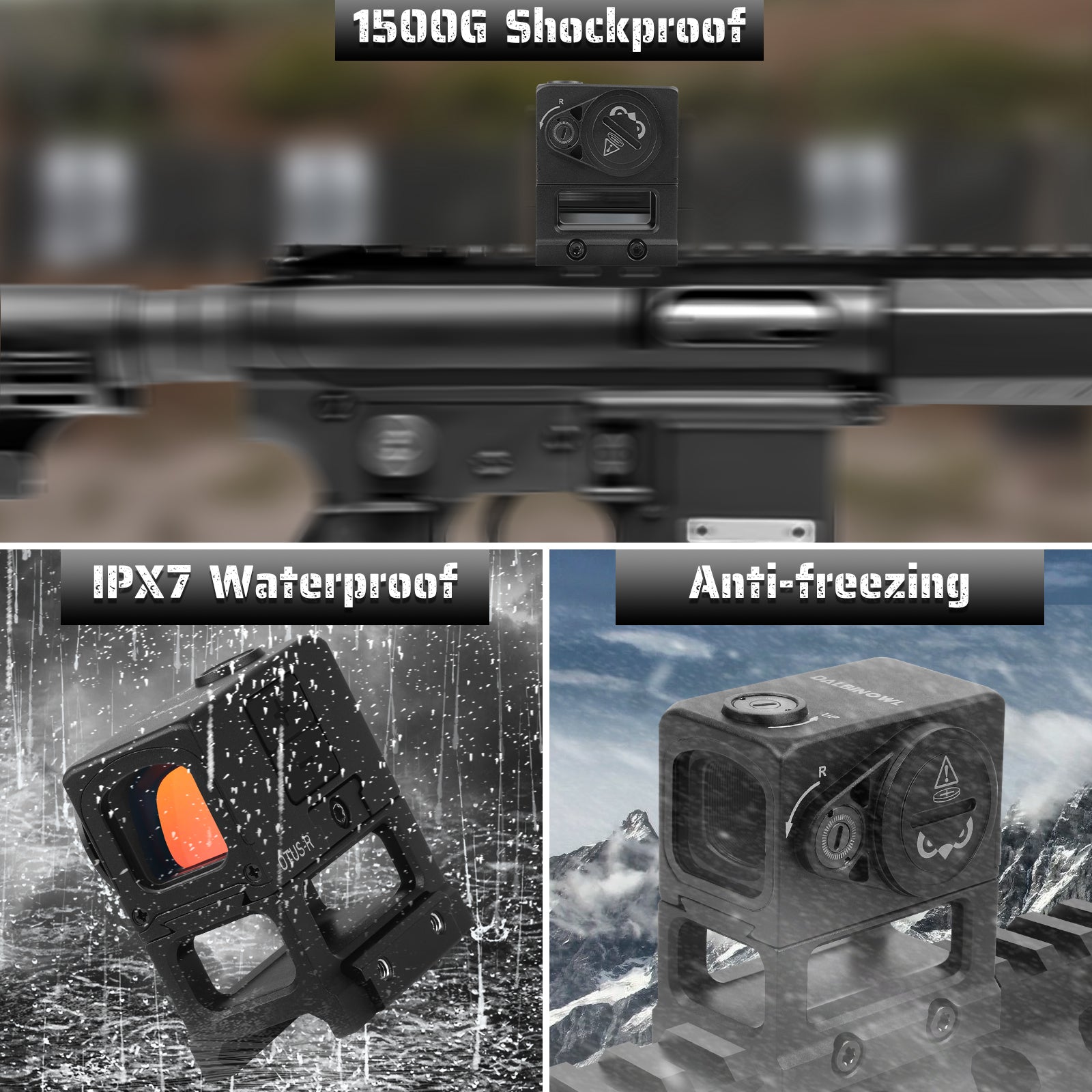 DALBINOWL OTUS - R Enclosed Red Dot Sights for ACRO Footprint - Motion Awake - 3 MOA Closed Emitter Reflex Sight - with Adapter Plates for RMR Footprint & Glock MOS & Picatinny Rails - Dalbinowl Optic