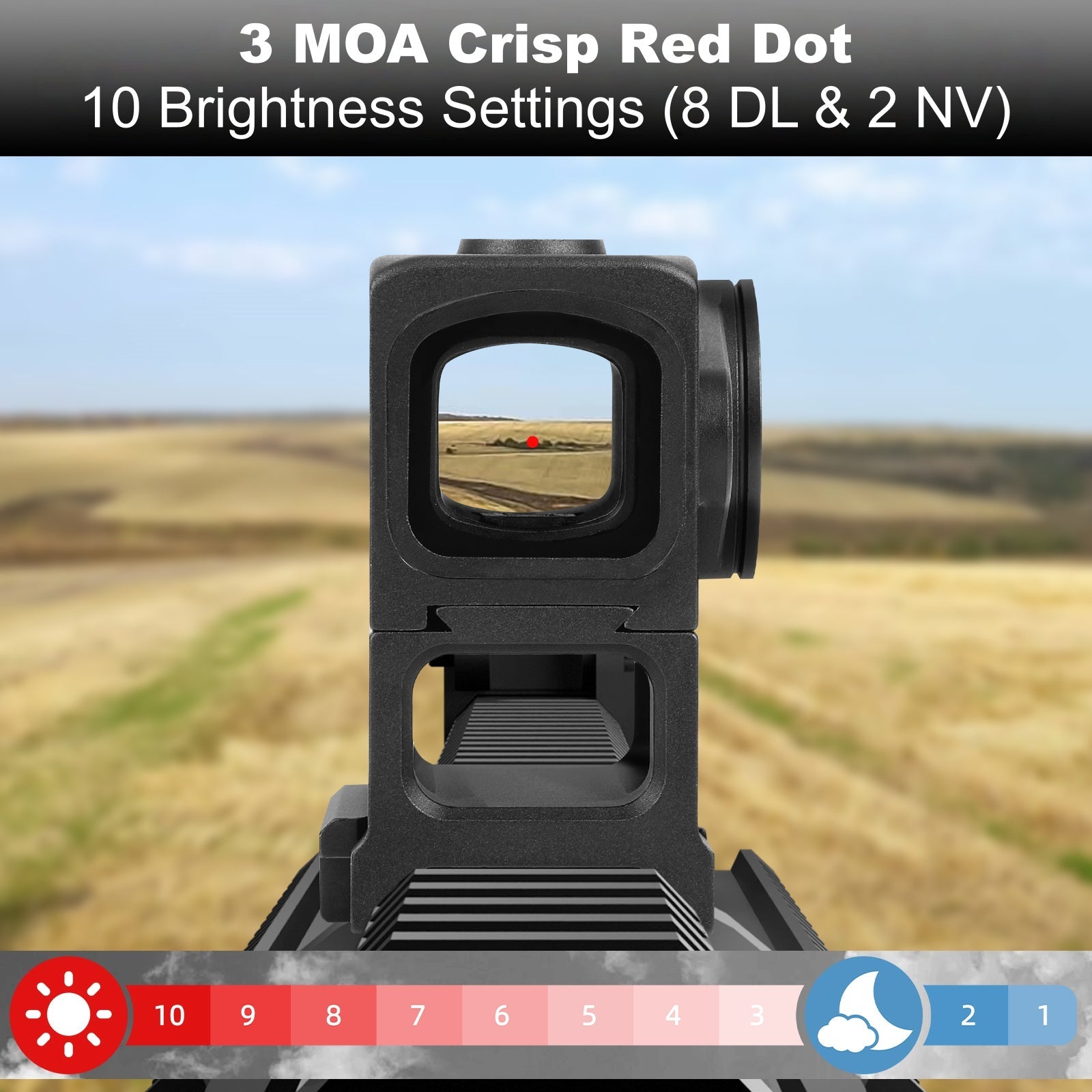 DALBINOWL OTUS - R Enclosed Red Dot Sights for ACRO Footprint - Motion Awake - 3 MOA Closed Emitter Reflex Sight - with Adapter Plates for RMR Footprint & Glock MOS & Picatinny Rails - Dalbinowl Optic