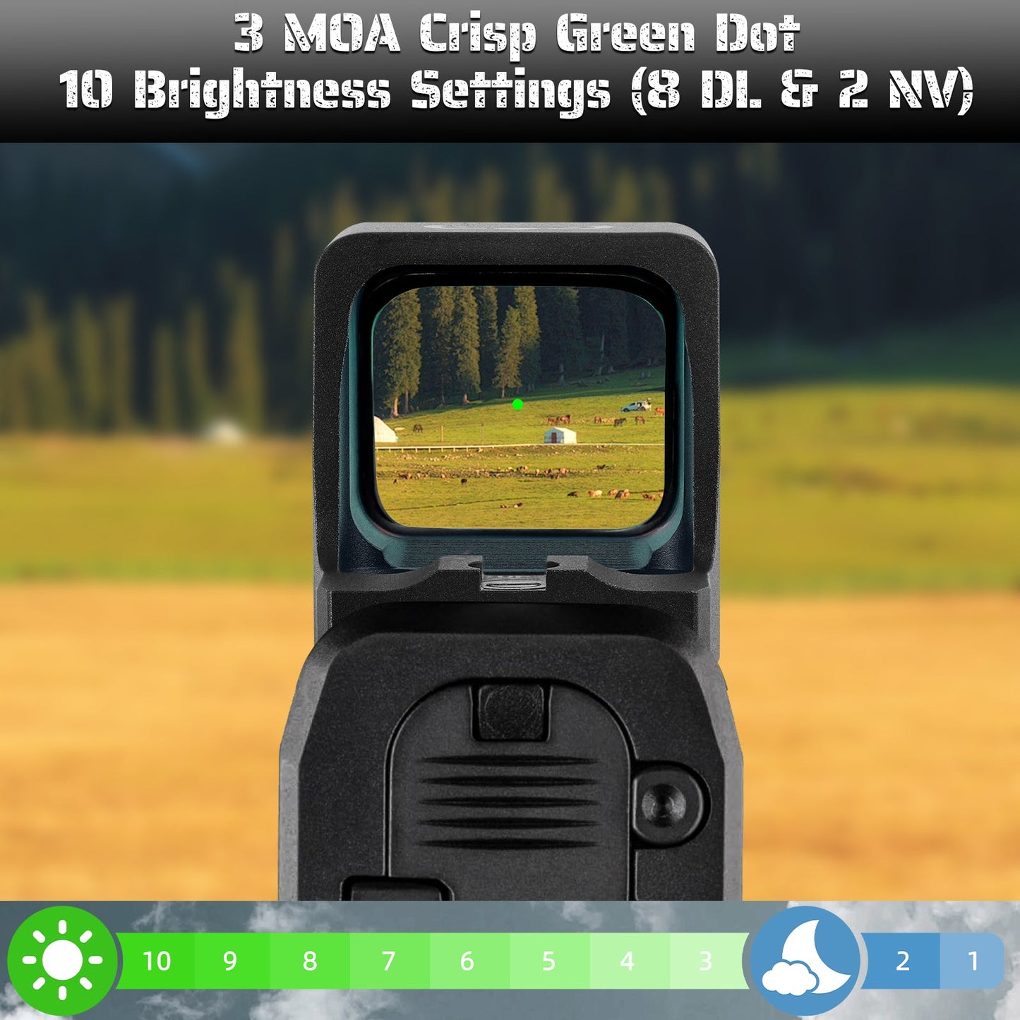 Dalbinowl TYTO - G Green Dot Sight for RMR Footprint Motion Awake 2.5 MOA Open Reflex Sight Aluminum Pistol Optic for Full - Sized Handguns - Dalbinowl Optic